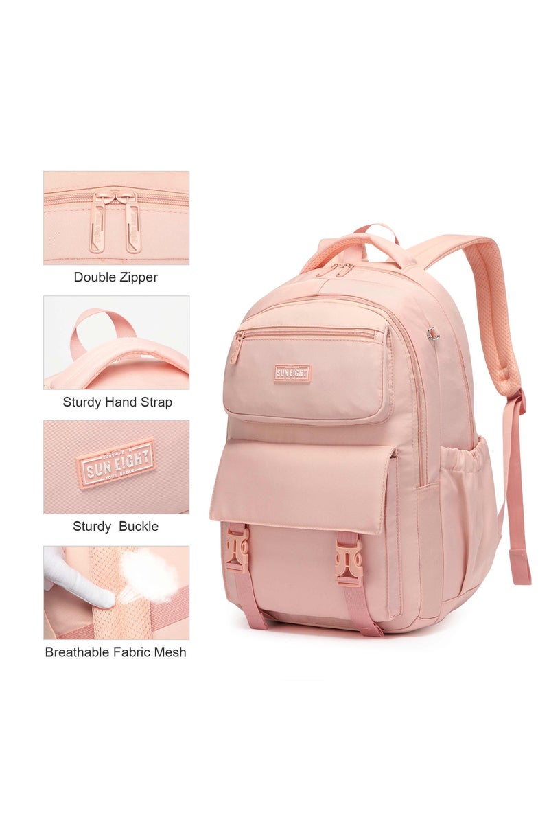 SUN EIGHT Waterproof 35L School Backpack for Teen Girls Kids Bookbags Elementary Middle School Laptop Bags Women Travel Daypacks, SE8391, Pink - Image 5